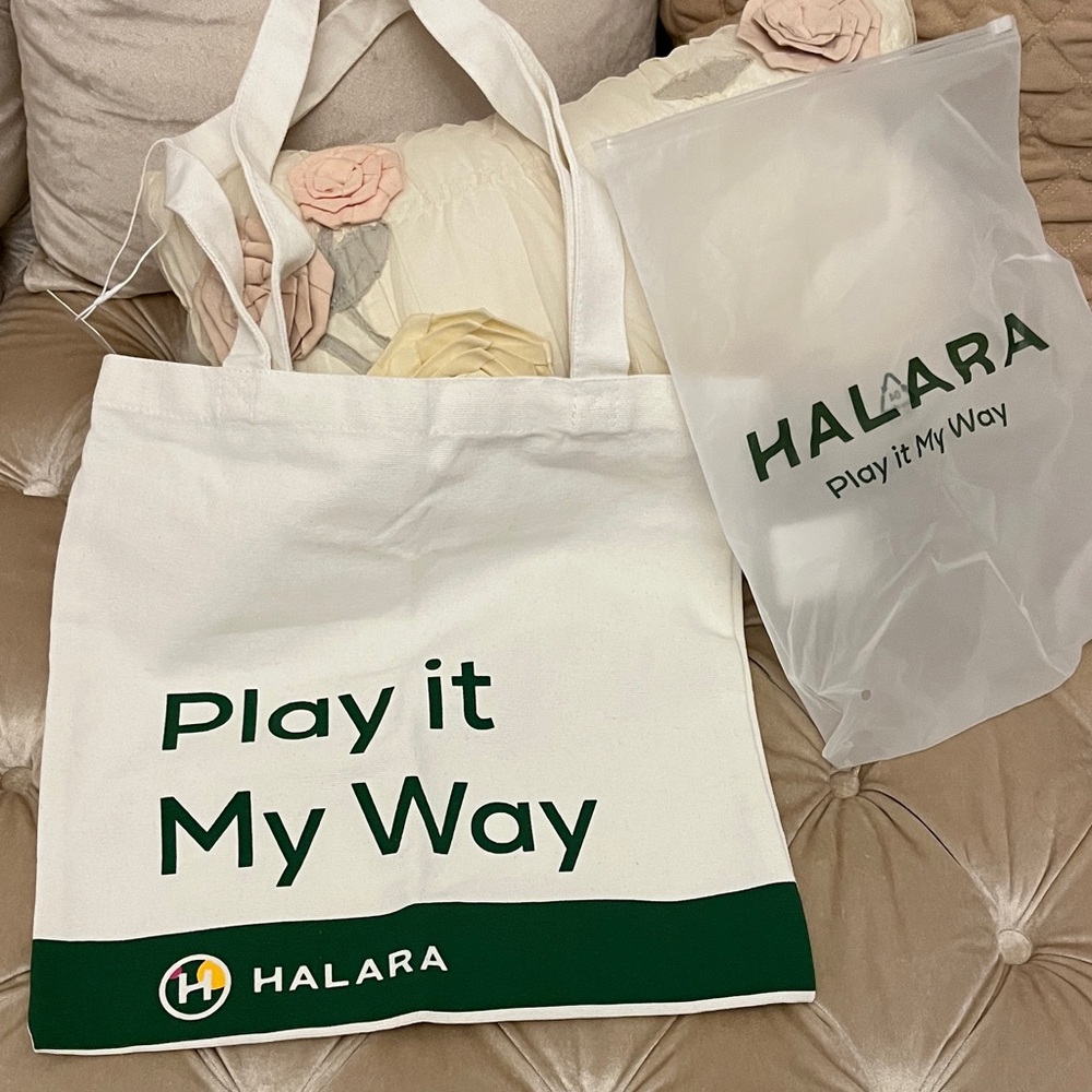 NWT Halara White and Green Tote Bag